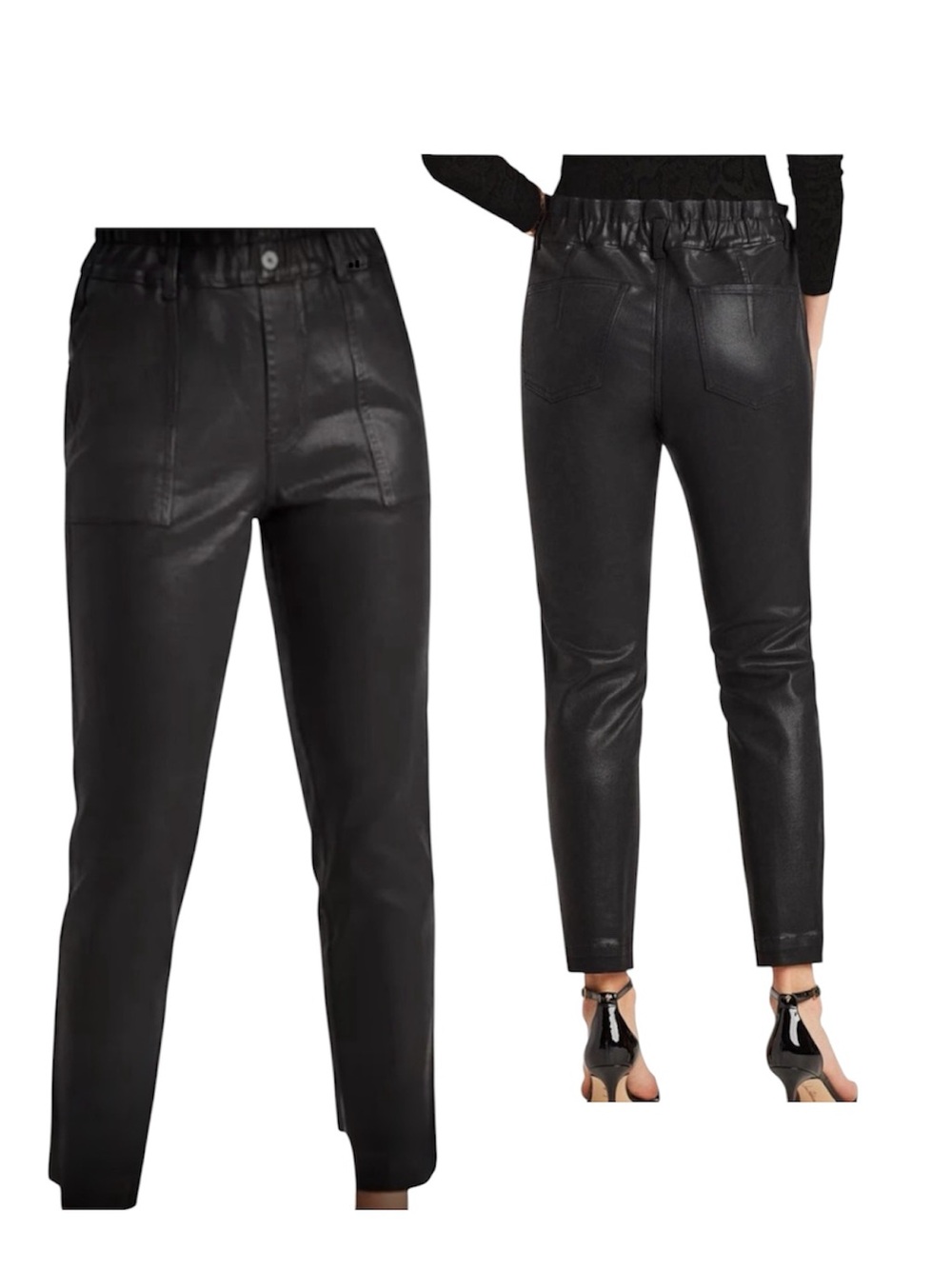 Sam Edelman Denim The Coated Commander High Waisted Paperbag Style Pants Size 24